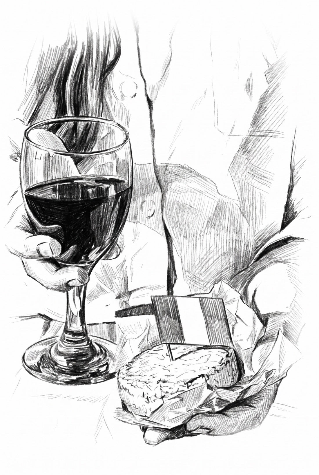 Arentz - illustratie wijnglas met kaas